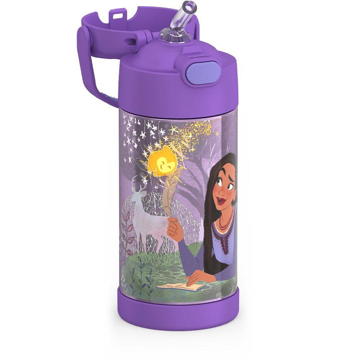 Thermos® 12oz FUNtainer® water bottle in Default Title — close-up of push-button straw lid