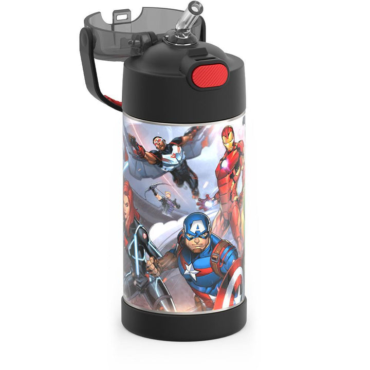 Thermos® 12oz FUNtainer® water bottle in Default Title — close-up of push-button straw lid