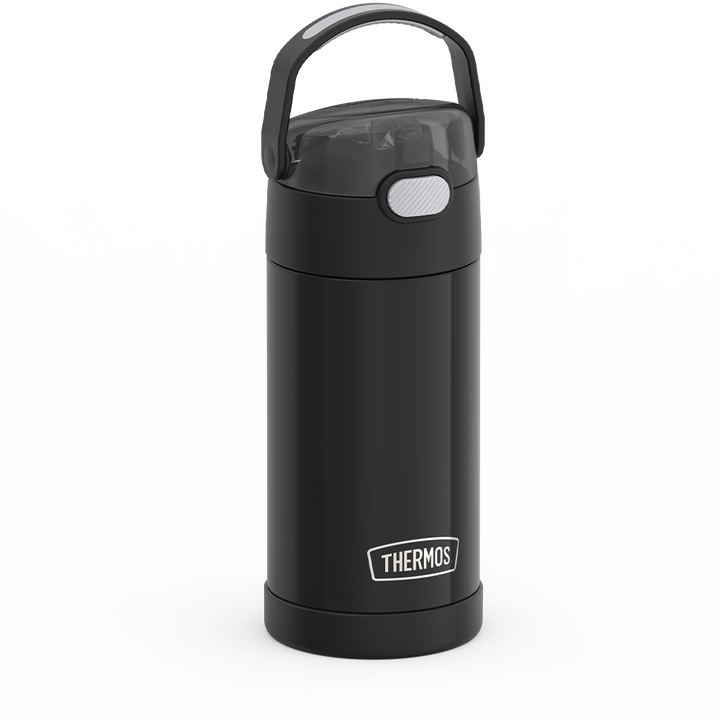 Thermos® 12oz FUNtainer® water bottle in Yellow/Green — angled view showing full profile