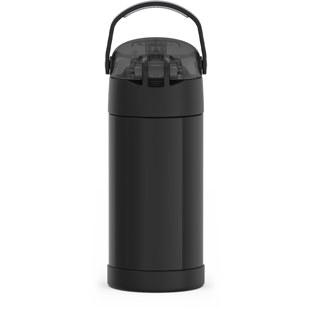 Thermos® 12oz FUNtainer® water bottle in Yellow/Green — back view showing handle and base