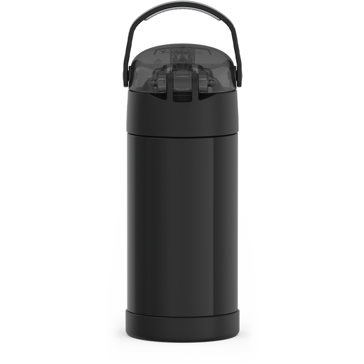 Thermos® 12oz FUNtainer® water bottle in Yellow/Green — back view showing handle and base