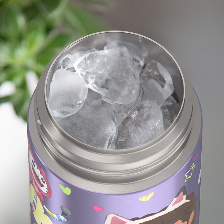 Thermos® 12oz FUNtainer® water bottle in Default Title — shown filled with ice, demonstrating insulation