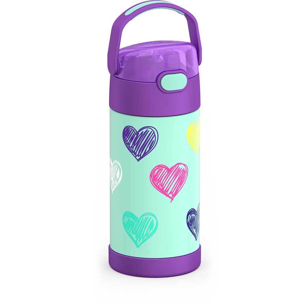 Thermos® 12oz FUNtainer® water bottle in Jungle Kingdom — angled view showing full profile