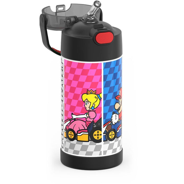 Thermos® 12oz FUNtainer® water bottle in Default Title — close-up of push-button straw lid