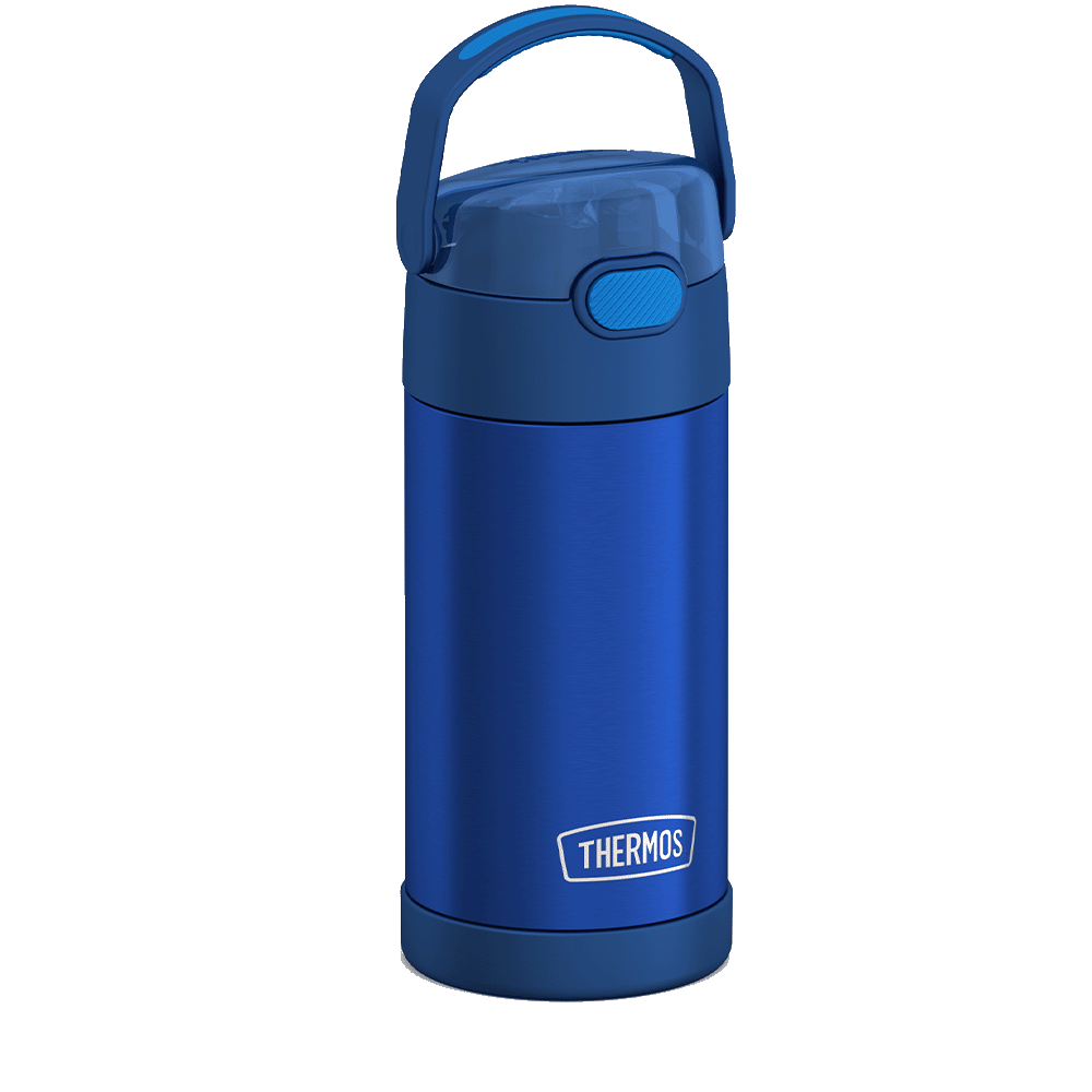 Thermos® 12oz FUNtainer® water bottle in Yellow/Green — angled view showing full profile