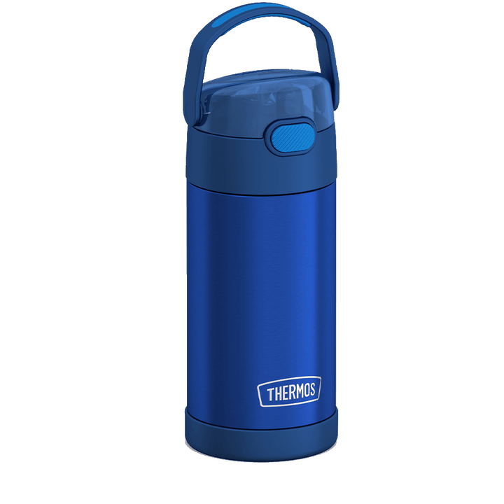 Thermos® 12oz FUNtainer® water bottle in Yellow/Green — angled view showing full profile