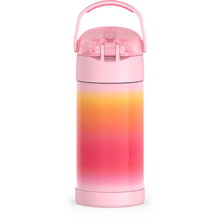 Thermos® 12oz FUNtainer® water bottle in Jungle Kingdom — back view showing handle and base