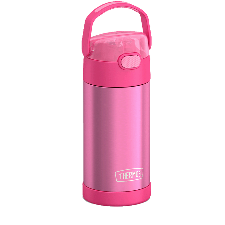 Thermos® 12oz FUNtainer® water bottle in Yellow/Green — angled view showing full profile