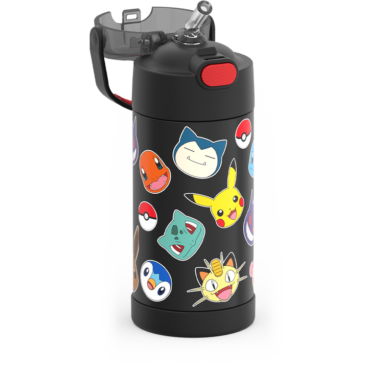 Thermos® 12oz FUNtainer® water bottle in Default Title — close-up of push-button straw lid