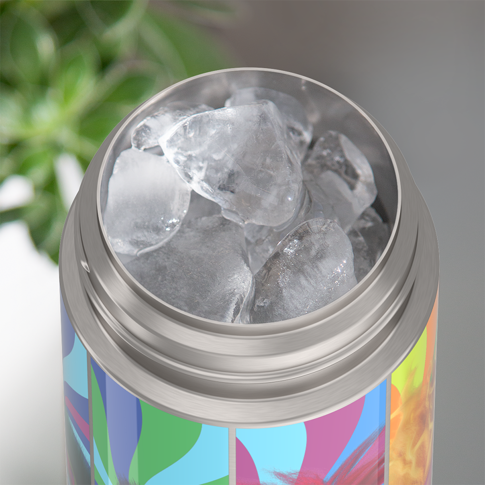 Thermos® 12oz FUNtainer® water bottle in Default Title — shown filled with ice, demonstrating insulation