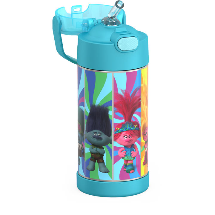 Thermos® 12oz FUNtainer® water bottle in Default Title — close-up of push-button straw lid