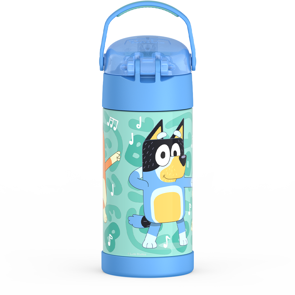 Thermos® 12oz FUNtainer® water bottle in Default Title — back view showing handle and base