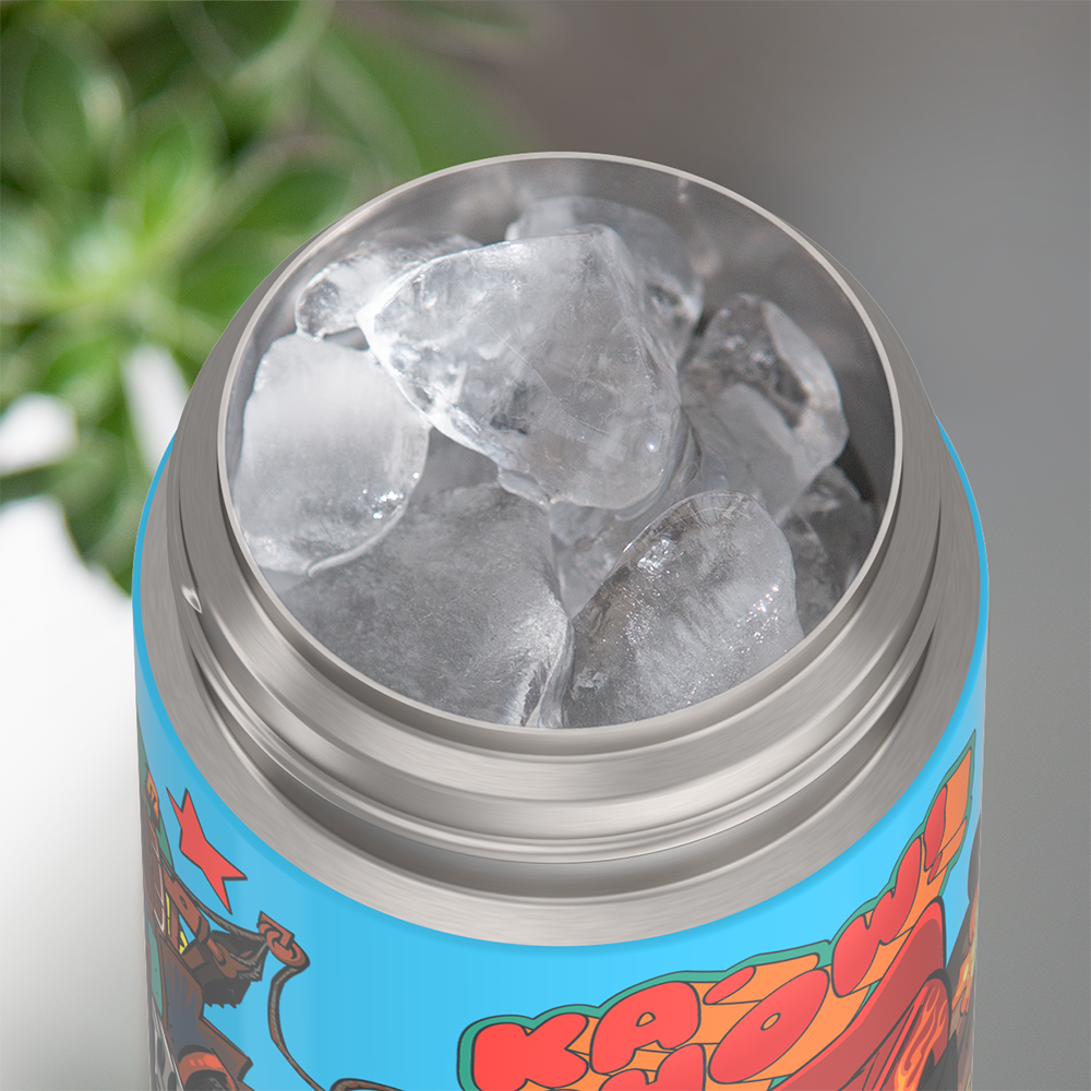 Thermos® 12oz FUNtainer® water bottle in Default Title — shown filled with ice, demonstrating insulation