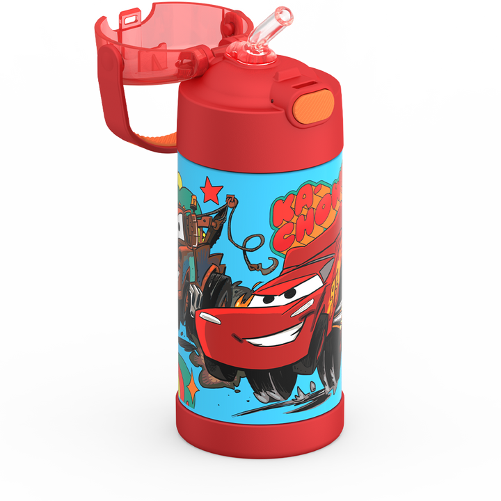 Thermos® 12oz FUNtainer® water bottle in Default Title — close-up of push-button straw lid