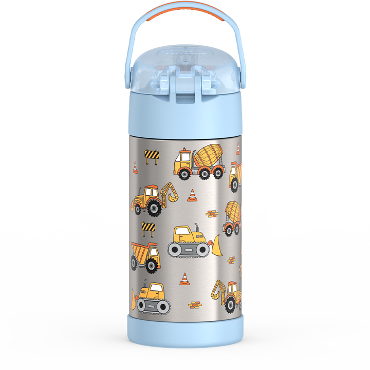 Thermos® 12oz FUNtainer® water bottle in Jungle Kingdom — back view showing handle and base