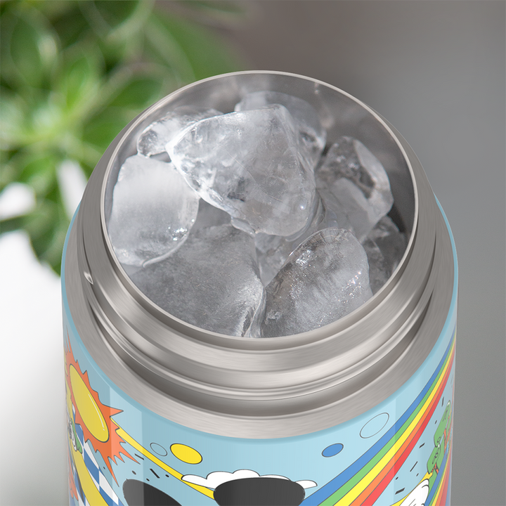 Thermos® 12oz FUNtainer® water bottle in Default Title — shown filled with ice, demonstrating insulation