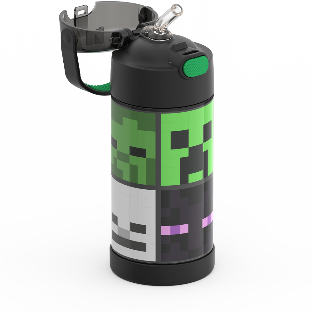Thermos® 12oz FUNtainer® water bottle in Default Title — close-up of push-button straw lid