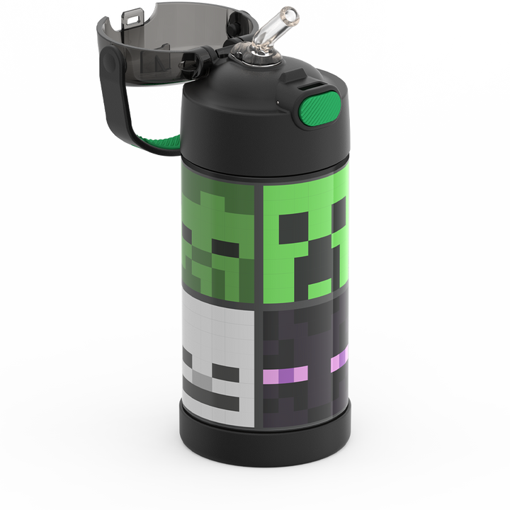 Thermos® 12oz FUNtainer® water bottle in Default Title — close-up of push-button straw lid