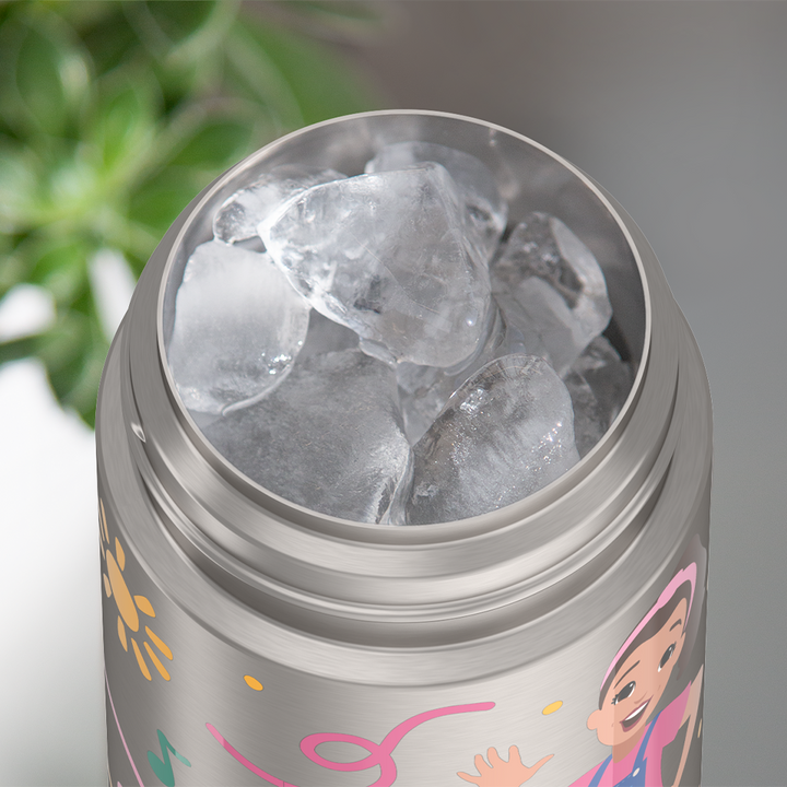 Thermos® 12oz FUNtainer® water bottle in Default Title — shown filled with ice, demonstrating insulation