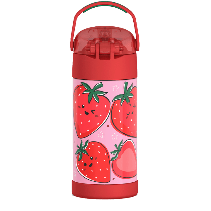 Thermos® 12oz FUNtainer® water bottle in Jungle Kingdom — back view showing handle and base