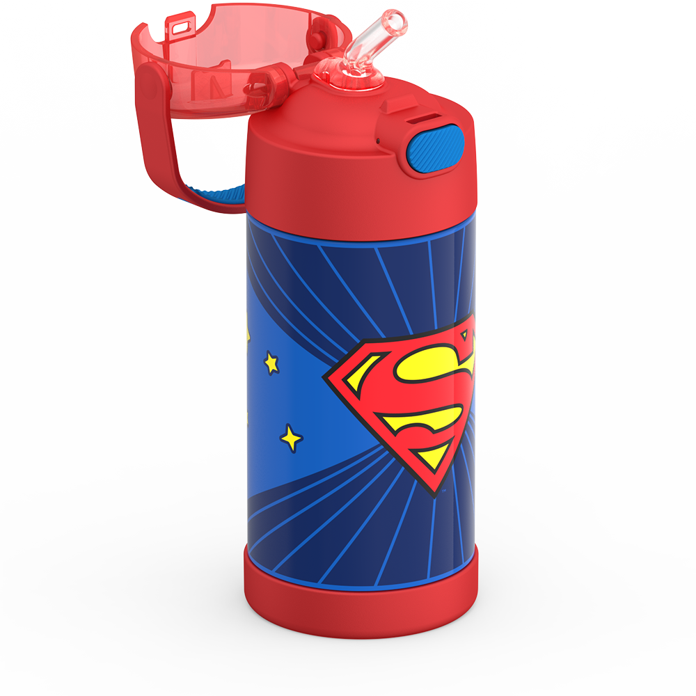 Thermos® 12oz FUNtainer® water bottle in Default Title — close-up of push-button straw lid
