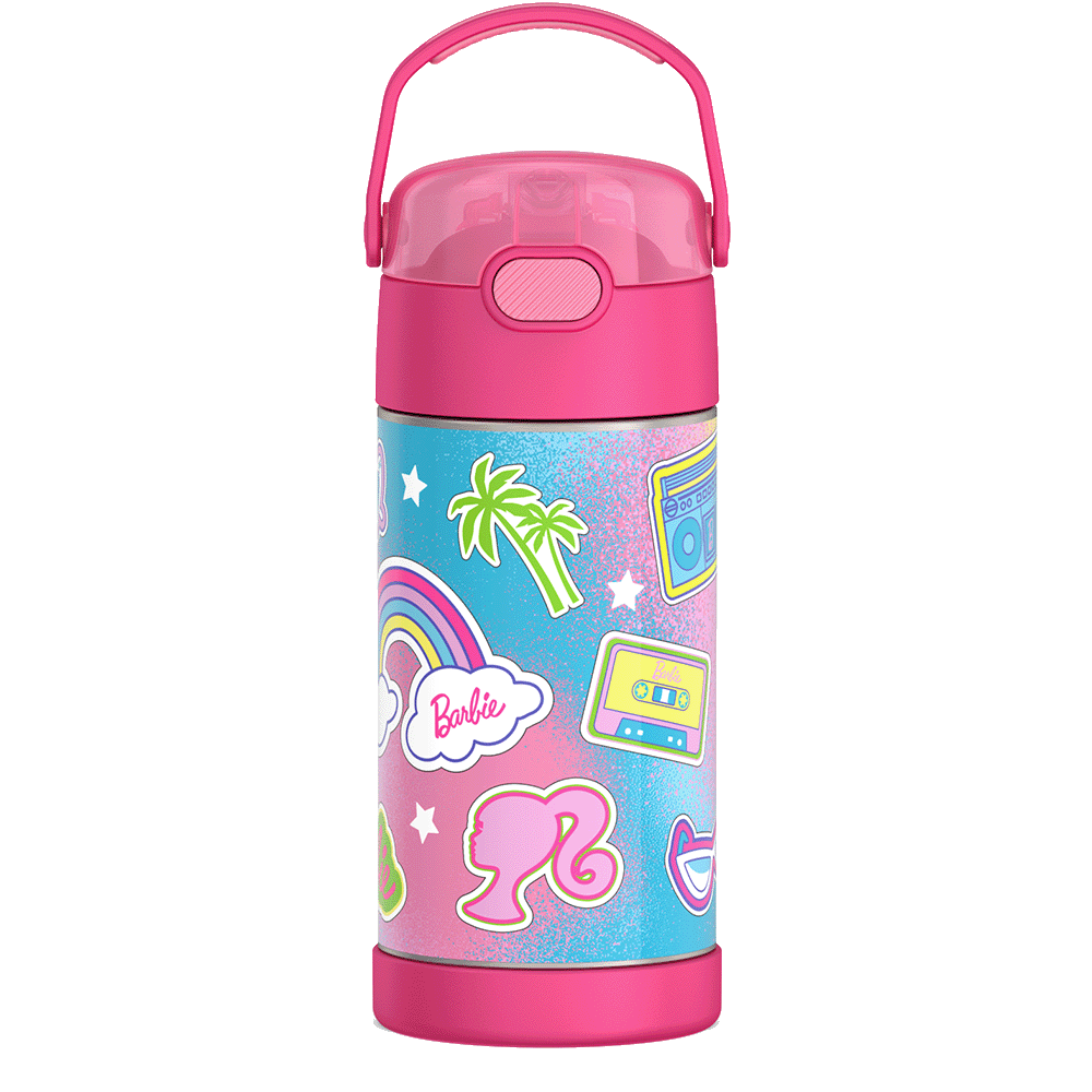 Barbie Bundle - Novelty Barbie Camper Lunch Box, 12oz. FUNtainer Water Bottle and Hard Ice