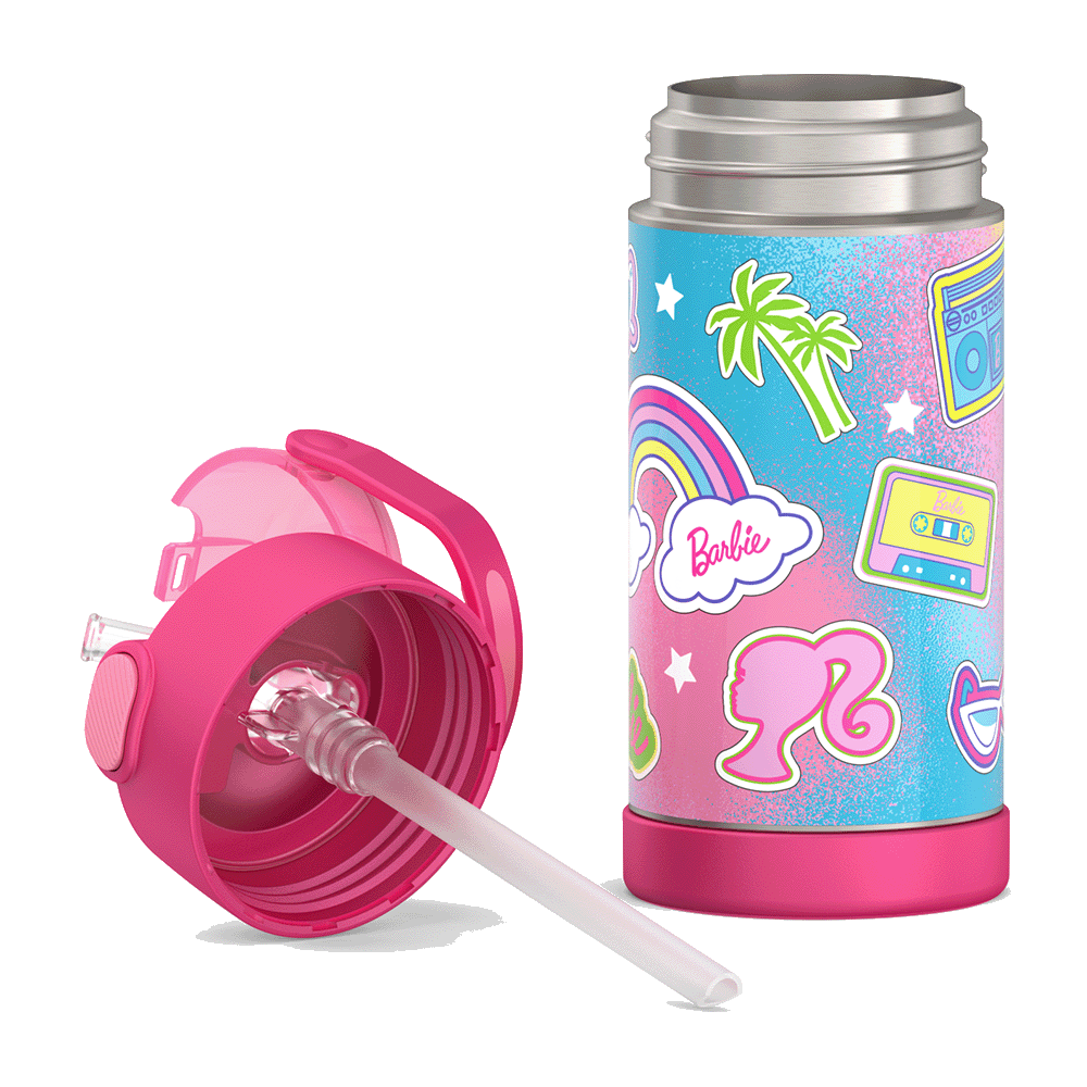 Barbie Bundle - Novelty Barbie Camper Lunch Box, 12oz. FUNtainer Water Bottle and Hard Ice