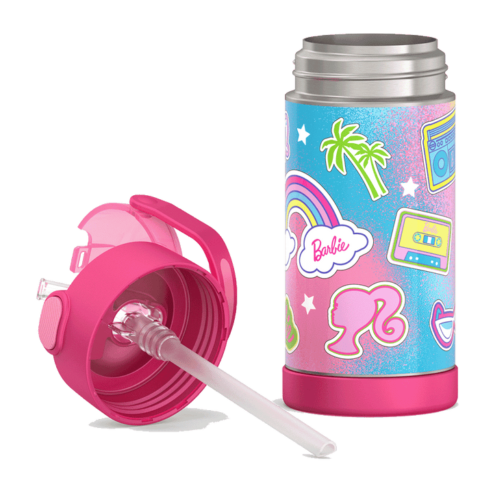 Barbie Bundle - Novelty Barbie Camper Lunch Box, 12oz. FUNtainer Water Bottle and Hard Ice