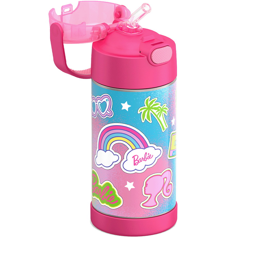 Barbie Bundle - Novelty Barbie Camper Lunch Box, 12oz. FUNtainer Water Bottle and Hard Ice