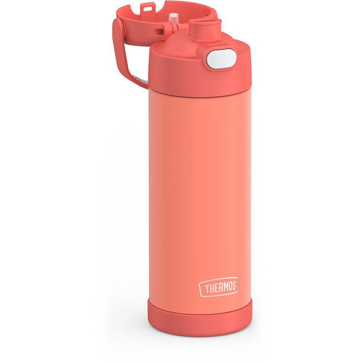 Thermos® 16oz FUNtainer® water bottle in Lemon Yellow — close-up of push-button spout lid