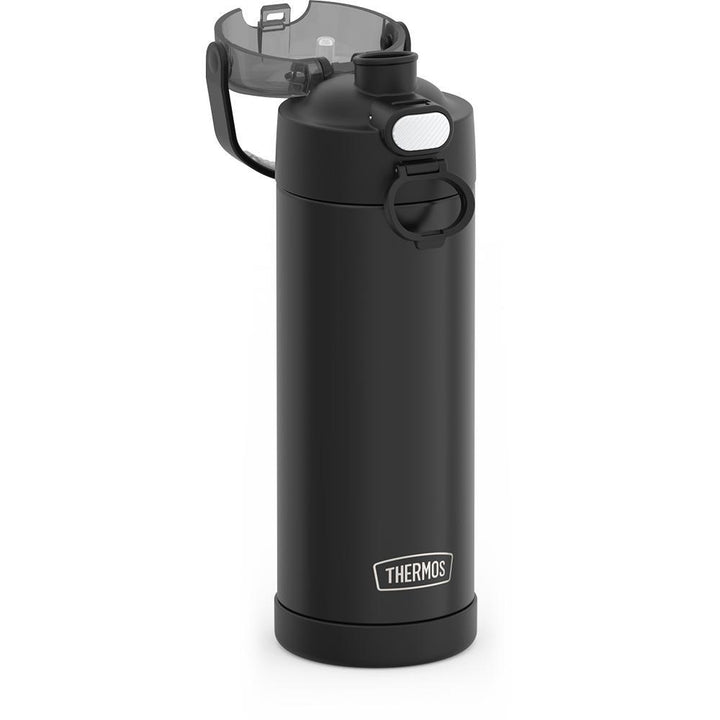 Thermos® 16oz FUNtainer® water bottle in Lightning Bolt Girl — close-up of push-button spout lid