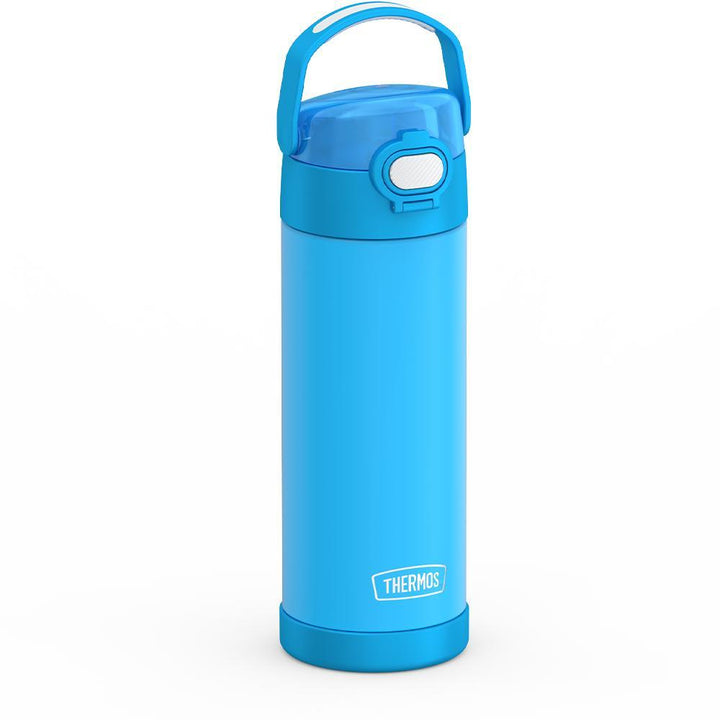 Thermos® 16oz FUNtainer® water bottle in Lightning Bolt Girl — angled view showing full profile