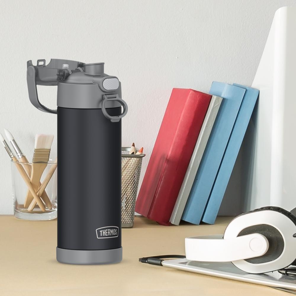 Thermos® 16oz FUNtainer® water bottle in Lightning Bolt Girl — lifestyle photo in use