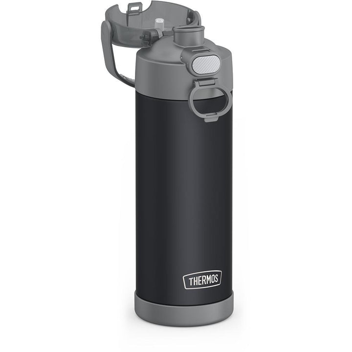 Thermos® 16oz FUNtainer® water bottle in Lightning Bolt Girl — close-up of push-button spout lid