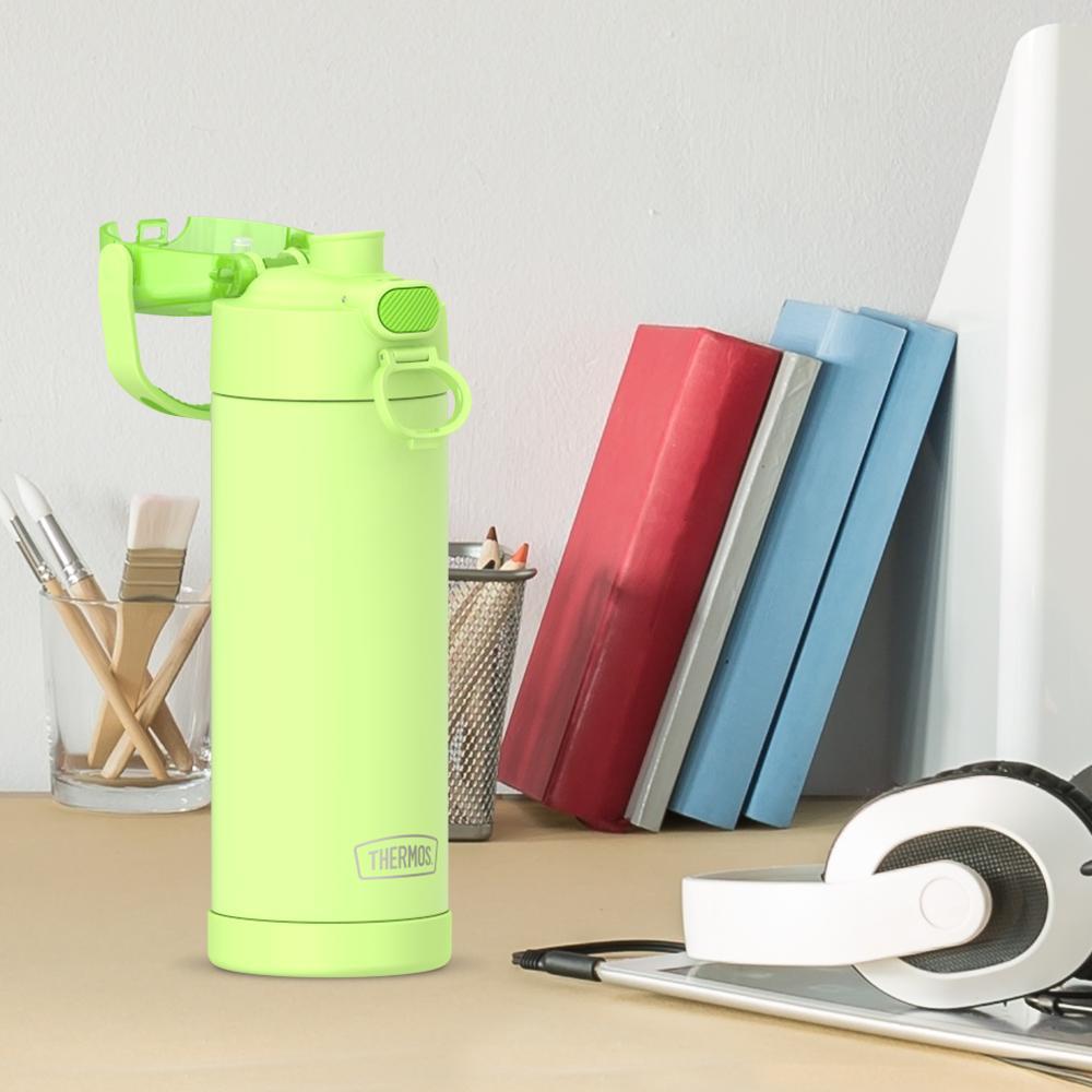 Thermos® 16oz FUNtainer® water bottle in Lightning Bolt Girl — lifestyle photo in use