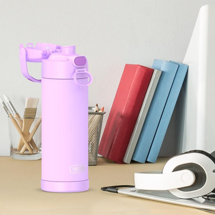 Thermos® 16oz FUNtainer® water bottle in Lightning Bolt Girl — lifestyle photo in use