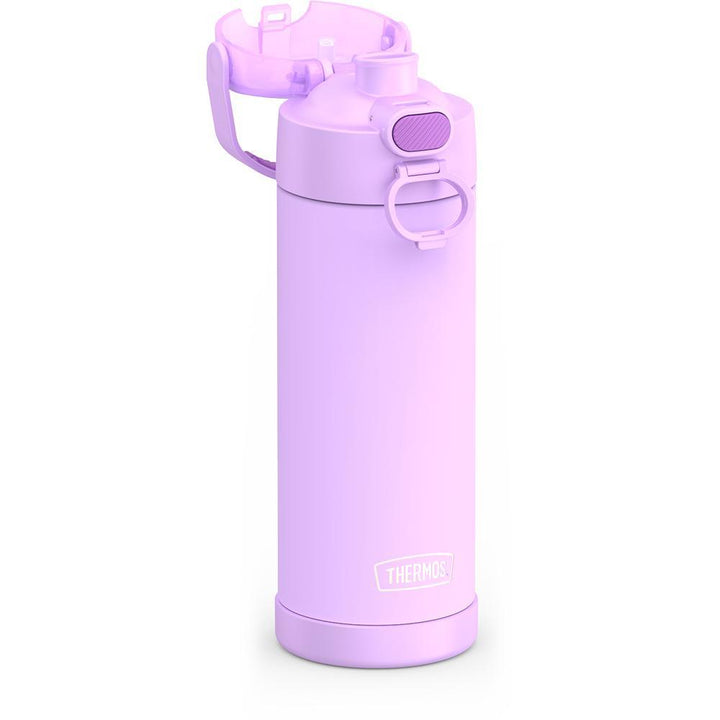 Thermos® 16oz FUNtainer® water bottle in Lightning Bolt Girl — close-up of push-button spout lid