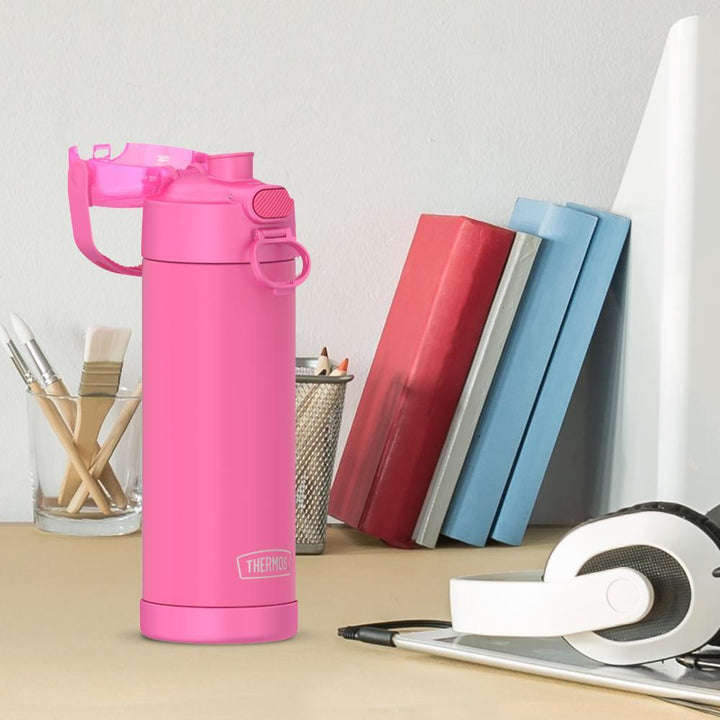 Thermos® 16oz FUNtainer® water bottle in Lightning Bolt Girl — lifestyle photo in use