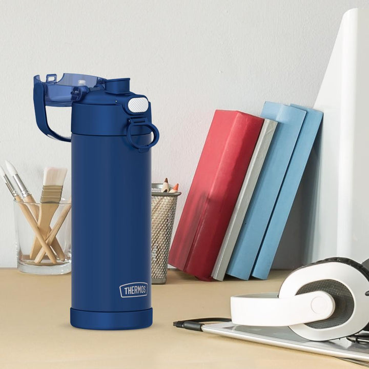Thermos® 16oz FUNtainer® water bottle in Lightning Bolt Girl — lifestyle photo in use
