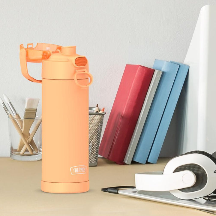 Thermos® 16oz FUNtainer® water bottle in Lightning Bolt Girl — lifestyle photo in use