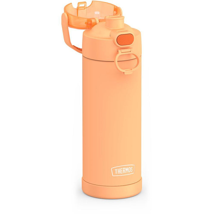 Thermos® 16oz FUNtainer® water bottle in Lightning Bolt Girl — close-up of push-button spout lid