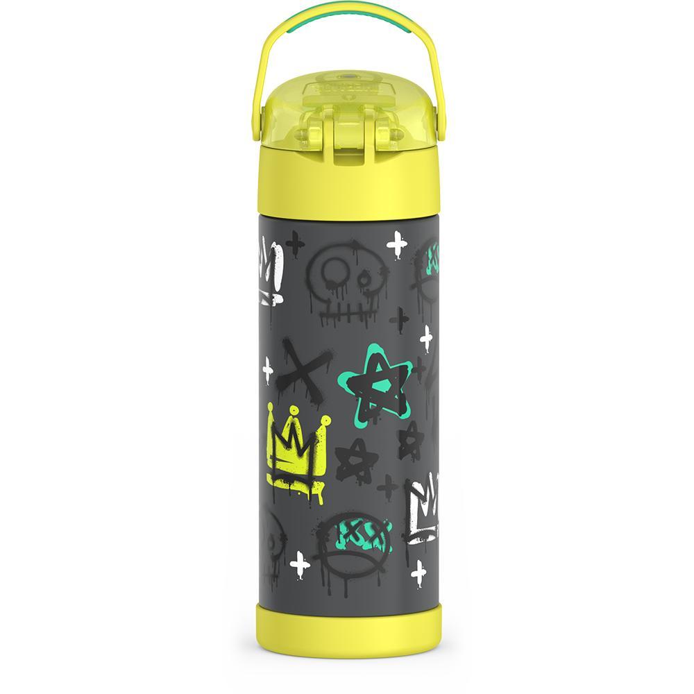 Thermos® 16oz FUNtainer® water bottle in Lightning Bolt Girl — back view showing handle and base