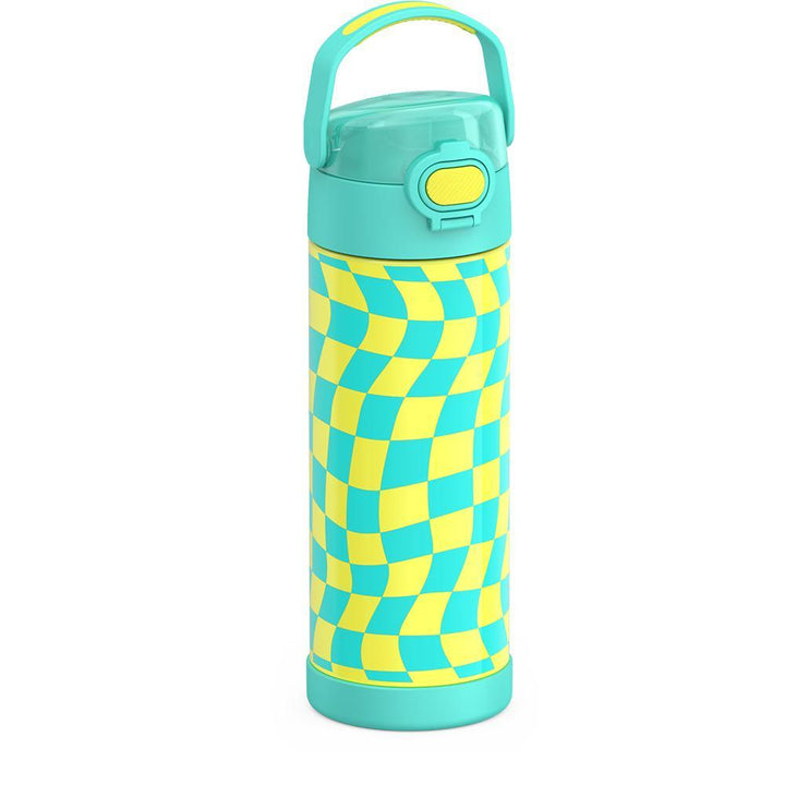 Thermos® 16oz FUNtainer® water bottle in Lightning Bolt Girl — angled view showing full profile