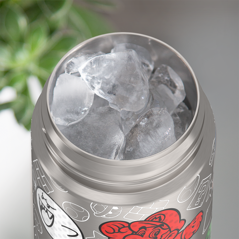 Thermos® 16oz FUNtainer® water bottle in Default Title — shown filled with ice, demonstrating insulation