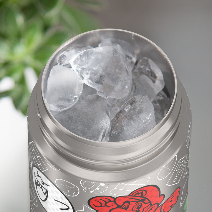 Thermos® 16oz FUNtainer® water bottle in Default Title — shown filled with ice, demonstrating insulation