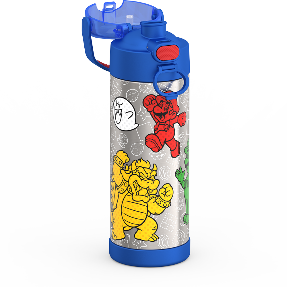 Thermos® 16oz FUNtainer® water bottle in Default Title — close-up of push-button spout lid
