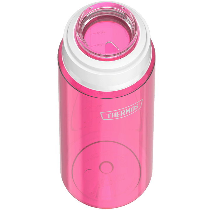 Thermos® 32oz Icon™ water bottle in Ultra Pink — close-up of push-button spout lid