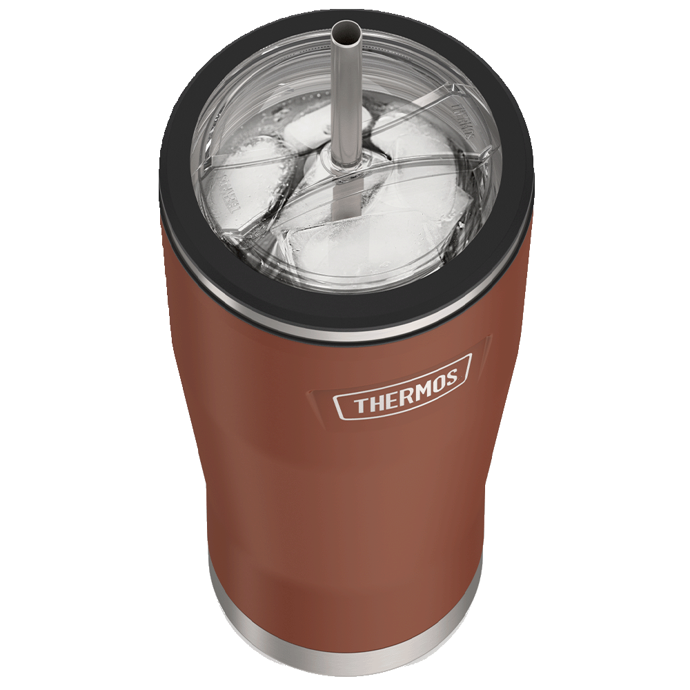 Thermos® 24oz Icon™ tumbler in Saddle — close-up of lid mechanism