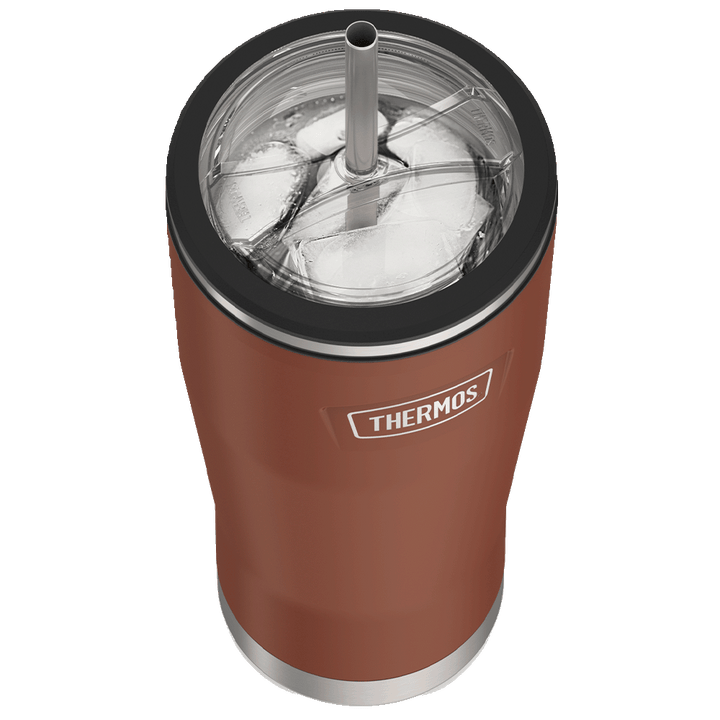 Thermos® 24oz Icon™ tumbler in Saddle — close-up of lid mechanism