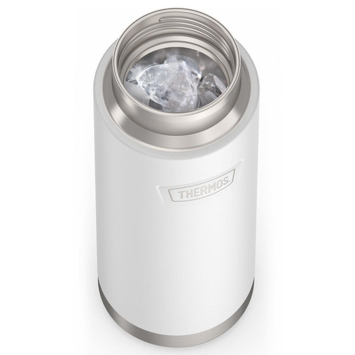 Thermos® 24oz Icon™ water bottle in Alpine Green — shown filled with ice, demonstrating insulation